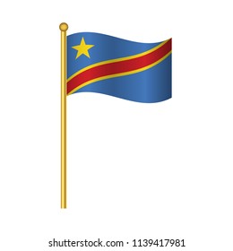 Flag of Democratic Republic of Congo ,Democratic Republic of Congo flag official colors and proportion correctly,  flag waving isolated Vector illustration eps10.