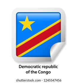 Flag of Democratic Republic of the Congo. Round glossy sticker