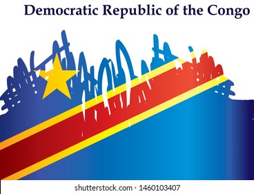 Flag of the Democratic Republic of the Congo. Template for award design, an official document with the flag of the Democratic Republic of the Congo. Bright, colorful vector illustration.