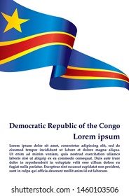 Flag of the Democratic Republic of the Congo. Template for award design, an official document with the flag of the Democratic Republic of the Congo. Bright, colorful vector illustration.