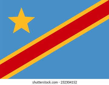 Flag of Democratic Republic of the Congo vector illustration