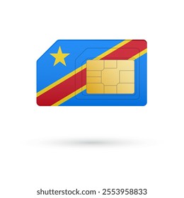 Flag of Democratic Republic of the Congo. Vector illustration of SIM Card with flag on white background