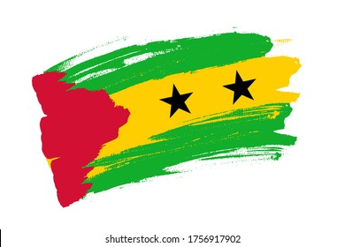 Flagge der Demokratischen Republik São Tomé und Príncipe. St. Thomas und Prinz Bürste Konzept. Horizontale Vektorgrafik einzeln auf weißem Hintergrund.