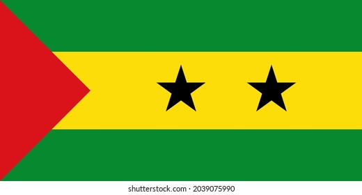 Flag of Democratic Republic of Sao Tome and Principe. Official colors. Correct proportion. Vector illustration