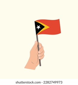 Flag of Democratic Republic of Timor-Leste, Hand Holding flag