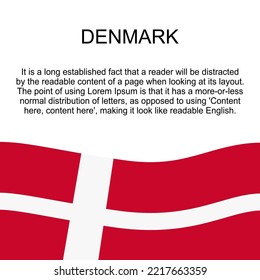 Flag of Denmark for banner in square white background. Denmark flag with space for text. Denmark square banner with flag. vector illustration eps10