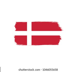 Flag of Denmark brush stroke. Vector Danish flag. 