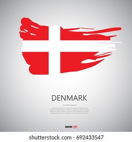 Flag of Denmark with brush stroke,paint illustration vector