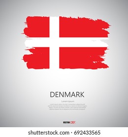 Flag of Denmark with brush stroke,paint illustration vector