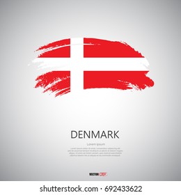 Flag of Denmark with brush stroke,paint illustration vector