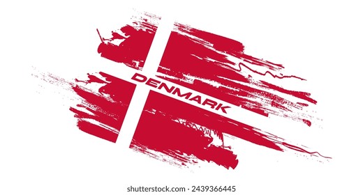 Bandera de Dinamarca con estilo de cepillo. Fondo de la bandera danesa con el concepto del grunge
