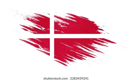 Flag of Denmark with Brush Style and Halftone Effect. Danish Flag Background with Grunge Concept