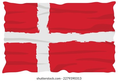 Flag of Denmark. Called Dannebrog by the Danes. National flag in grunge style. Vector icon