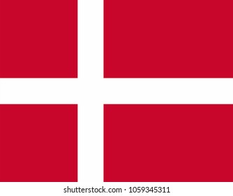 Flag of Denmark with correct geometric proportions, specifications and color. Danish national flag vector EPS10