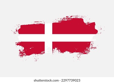 Flag of Denmark country with hand drawn brush stroke vector illustration
