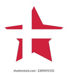 Flag of Denmark. Danish Flag in star shape.	