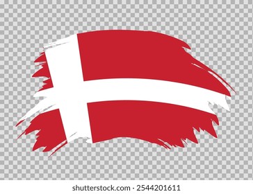 Flag of Denmark with distressed paint stroke brush effect on isolated background