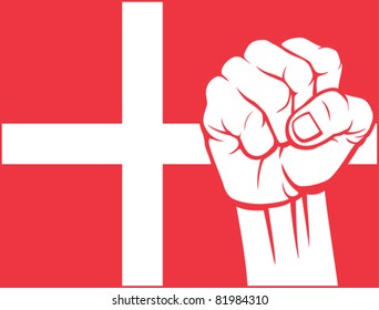 flag of denmark with fist