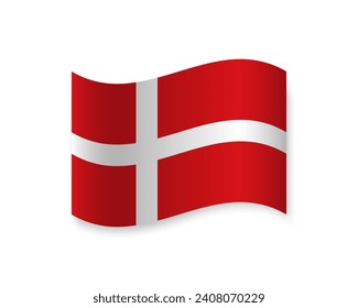 Flag of Denmark flat icon. Wavy vector element with shadow underneath. Best for mobile apps, UI and web design.