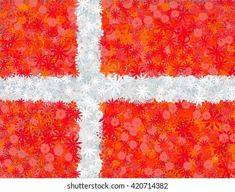 Flag of Denmark with flowers