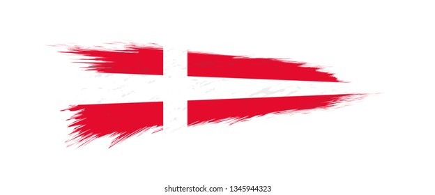 Flag of Denmark in grunge brush stroke, vector grunge illustration.