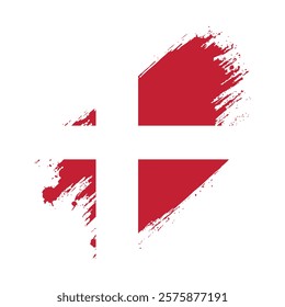 Flag of Denmark Grunge Brush Stroke Style Vector