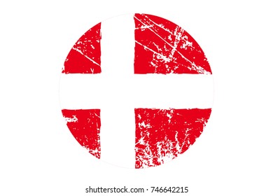 Flag of Denmark Grunge Style. Hand Painted with Brush. Vector Illustration.