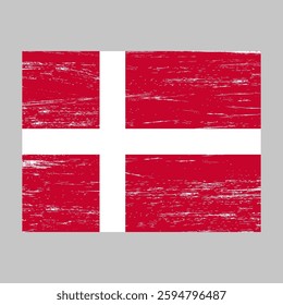 Flag of Denmark with grunge texture, national symbol