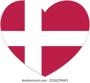 The flag of Denmark. Heart shaped flag icon. Standard color. Heart icon flag. Vector illustration