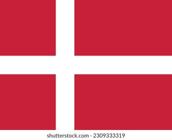 The flag of Denmark. Flag icon. Standard color. Standard size. Rectangular flag. Computer illustration. Digital illustration. Vector illustration.