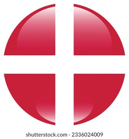 The flag of Denmark. Flag icon. Standard color. Circle icon flag. 3d illustration. Computer illustration. Digital illustration. Vector illustration.