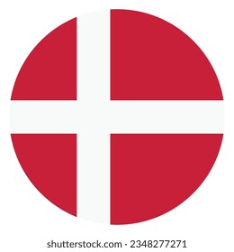 The flag of Denmark. Flag icon. Standard color. Circle icon flag. Computer illustration. Digital illustration. Vector illustration.