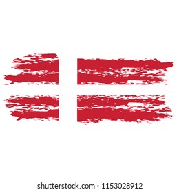 Flag of Denmark the illustration vector on a white background, brush stroke Design Elements
