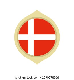 Flag of Denmark inside a golden circle ornament