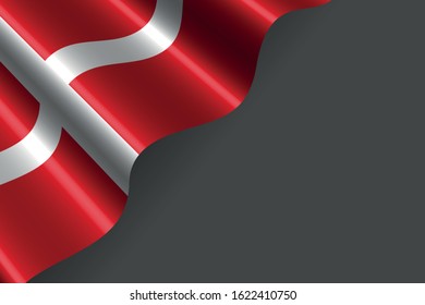 Flag of Denmark isolated on grey, vector illustration in colors of the flag red, white - for labor or memorial day