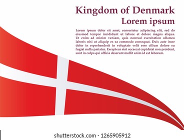 Flag of Denmark, Kingdom of Denmark. Template for award design, an official document with the flag of Denmark. Bright, colorful vector illustration.