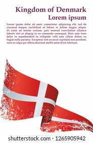 Flag of Denmark, Kingdom of Denmark. Template for award design, an official document with the flag of Denmark. Bright, colorful vector illustration.
