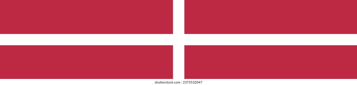 The flag of Denmark. A long banner. Flag icon. Standard color. Computer illustration. Digital illustration. Vector illustration.
