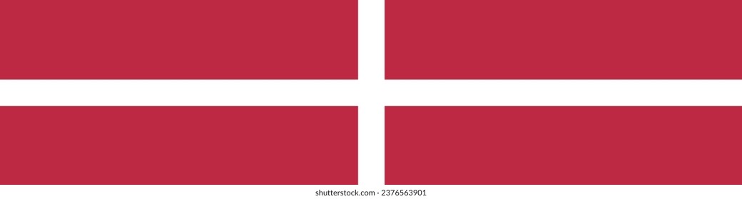 The flag of Denmark. A long banner. Flag icon. Standard color. Computer illustration. Digital illustration. Vector illustration.
