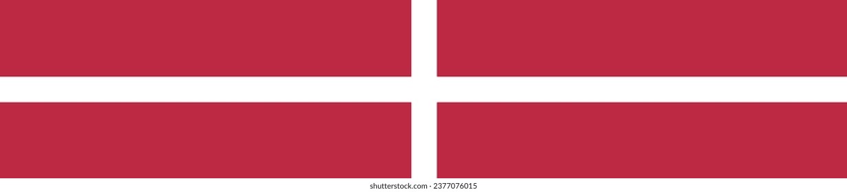 The flag of Denmark. A long banner. Flag icon. Standard color. Computer illustration. Digital illustration. Vector illustration.
