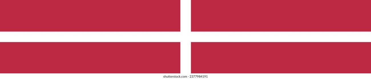 The flag of Denmark. A long banner. Flag icon. Standard color. Computer illustration. Digital illustration. Vector illustration.