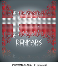 Flag of Denmark made out of square blocks, vector, eps10