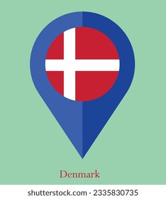 Flag of Denmark, Flag of Denmark Map pointer icon. Vector illustration flag pointer.