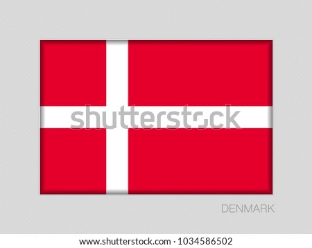 Flag of Denmark. National Ensign Aspect Ratio 2 to 3 on Gray Cardboard