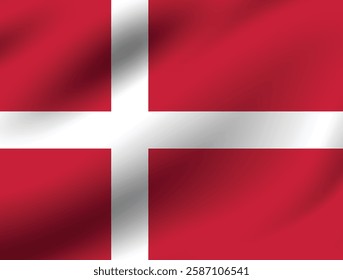 Flag of Denmark. Denmark flag official colors and proportion digital vector illustration. Waving flag.