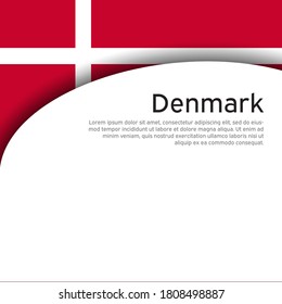 Flag of Denmark on a circular white background. National poster design. State Danish patriotic banner, flyer. Business booklet. Paper cut style. Vector illustration