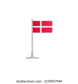 flag of Denmark. flag Denmark on flagpole. vector icon isolated on white background