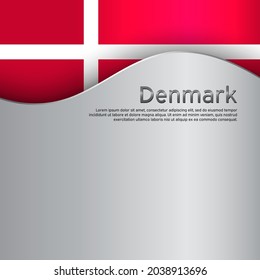 Flag of Denmark on a wavy metal background. National poster design. State Danish patriotic banner, flyer. Business booklet. Paper cut style. Vector illustration