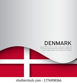 Flag of Denmark on a wavy white background. National poster design. State Danish patriotic banner, flyer. Business booklet. Paper cut style. Vector illustration