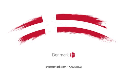 Flag of Denmark in rounded grunge brush stroke. Vector illustration.